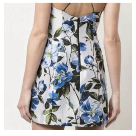 NWT Alice + Olivia Tayla Blue Floral Jacquard Mini Dress Sz 10 - Picture 7 of 14